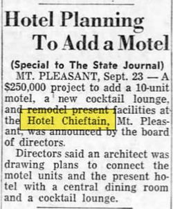 Hotel Chieftan - Sept 1958 Article